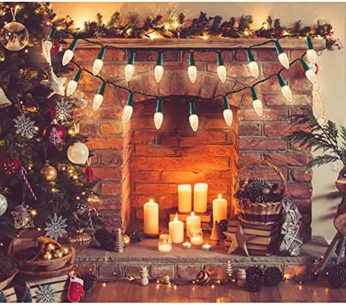 Божиќни светла за батерии, 50 LED Божиќни јагода од јагода, батерии управувани, затворени топли бели Божиќни светла, божица