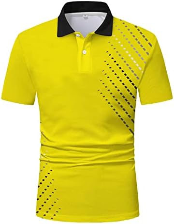 XXBR машки голф поло маички, летни ленти за печатење на летни врвови за печатење кратки ракави тенок вклопувачки случајно копче