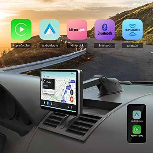 2023 Најновиот безжичен Apple Carplay &засилувач; Android Auto, 7 Инчен IPS Екран На Допир Пренослив Автомобил Стерео Приемник,