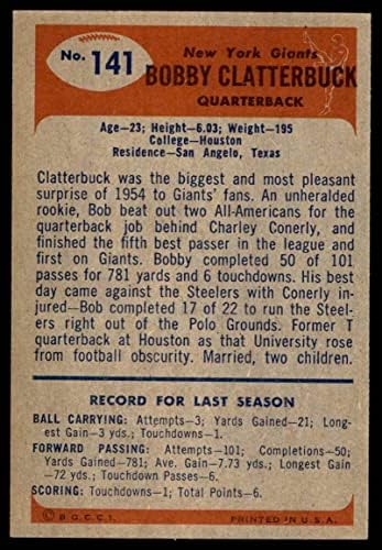 1955 Bowman 141 Bobby Clatterbuck New Yorks Giants-FB Dean Cards 5-Ex Giants-FB