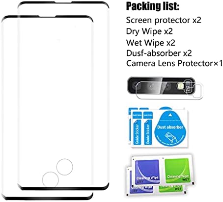 Micger Galaxy S10+ Plus Заштитник На Екранот Que 2+2 Пакет € Со Заштитник на Објективот на Фотоапаратот [ 3d Стакло ] Компатибилен