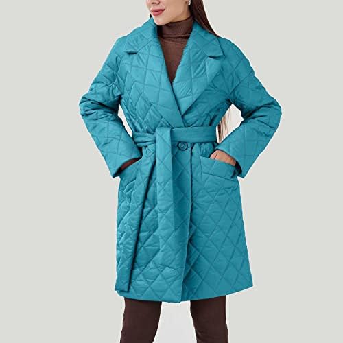 Женска пакувачка јакна за јакна од јакна од лесна пуферка со средна должина отворена предна зимска палто за кардиган кардиган