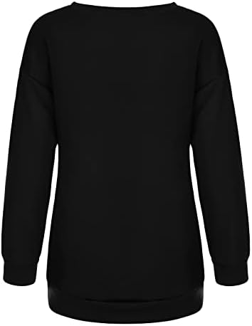 Преголема маичка за џемпери на женски FMCHICO HOLLOWEEN SUMSHERCHECK Екипаж на долги ракави Обични лабави пулвер врвови