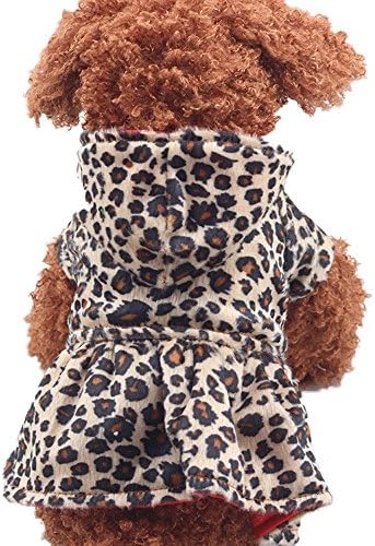 Honprad мали кучиња худи памук кученце леопард облекување облека врвови за домашно милениче куче за кученца зачувување на ладно
