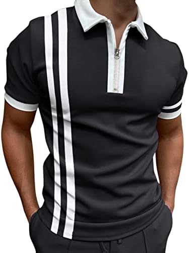 Машка кошула за голф ретро боја на отворено улица кратки ракави со копче за печатење на копчето за печатење, случајна удобна