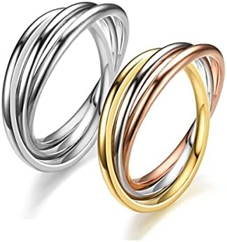 Прстени за испреплетување на тројни прстени со тројни прстени за жени, прстени за вртење од не'рѓосувачки челик за мажи кои
