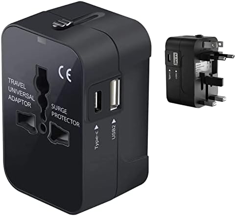 Travel USB Plus Меѓународен адаптер за напојување компатибилен со Sony E5533 за светска моќ за 3 уреди USB TypeC, USB-A за патување