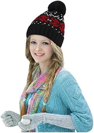 Капа капа плетена пом волнена капа топла плетена Божиќна снегулка faux fuzzy бејзбол капачиња фратски работи