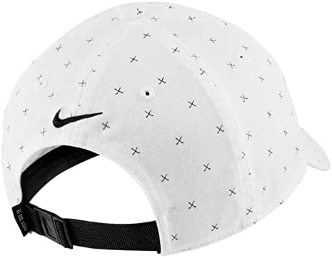 Nike Unisex Golf Heritage86 Измината клупска перформанси прилагодлива капа капаче бело/црно