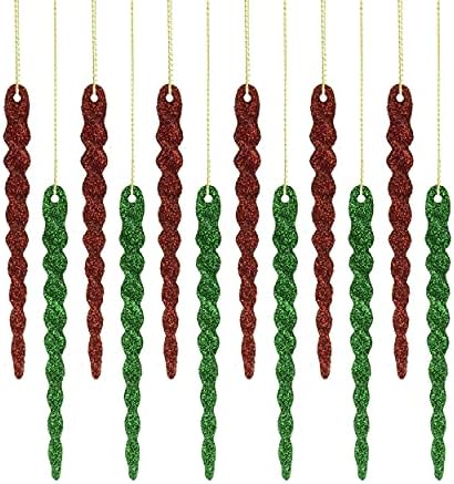 Умен креации за божиќни украси за божиќни украси од 12 парчиња, расипан одморен декор за новогодишни елки, црвени и зелени