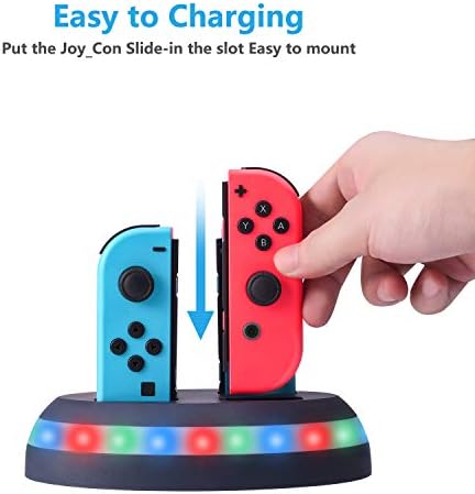 Полнач за Nintendo Switch 4 Контролори на радост Конс, полнење на пристаништето за прекинувач за радост со LED индикатор, носител