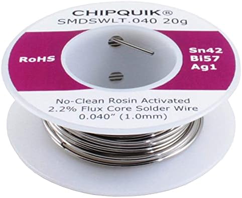 Chip Quik SMDSWLT.040 20G SN42/BI57/AG1 2,2% Flux Core Core Solder Wire 1.0mm 20g