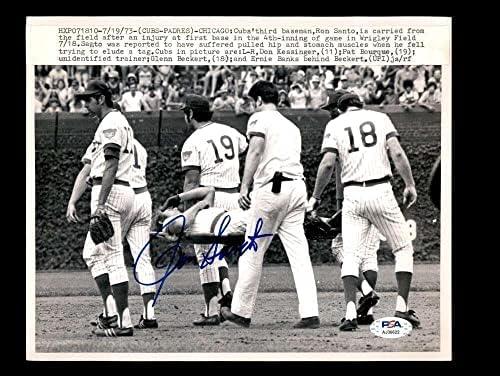 Ron Santo PSA DNA COA потпиша 8x10 1973 жица Фото Автограм - Автограмирани фотографии од MLB