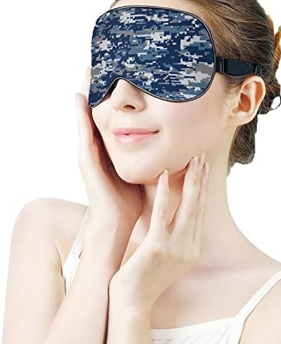 Сина дигитална маскирна маска за очи за очи мекото око ги блокира светлата заслепени со прилагодлива лента за патување за патувања