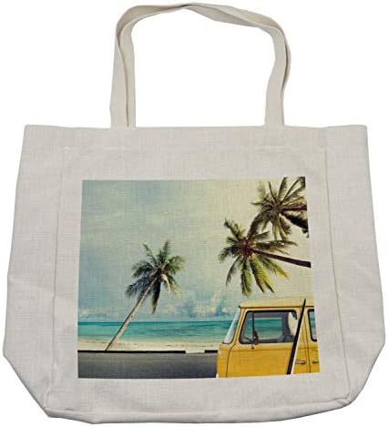 Летната торба за купување на Амбесон, егзотична фотографија за празници со гроздобер комбе и сурфање на таблата на тропскиот
