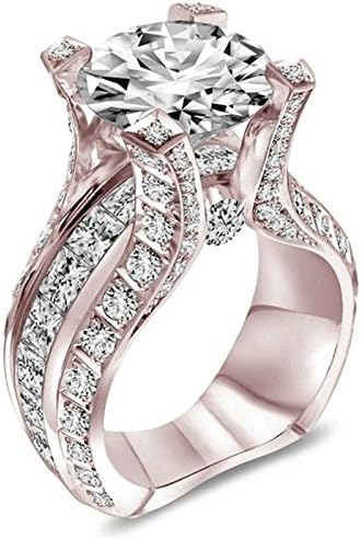 Женски Накит 18к Розово Злато Исполнет Бел Топаз Годишнина Од Венчавката Големина На Прстен6-10