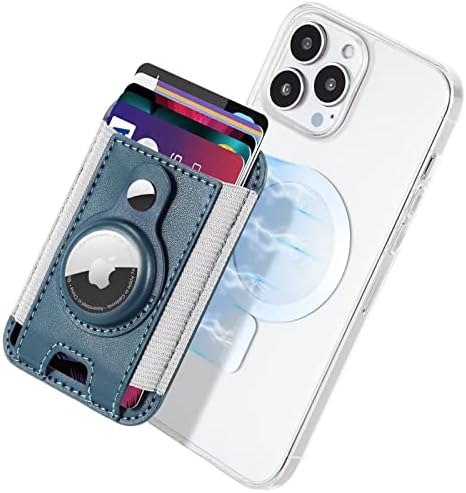 Магнетски телефонски паричник со држач за воздушна таг, држач за картички за паричник на Apple за iPhone 14/13/12 серија, вегански