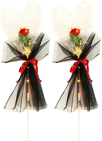 Амосфун свадбени украси свадба декор јасни балони 2 парчиња светлечки heartубовни светлосни светлосни букети декор без батерија