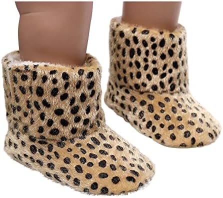 Доенчиња чизми први пешаци за бебиња памучни чевли снег топло плишано леопард печати меки девојки бебешки мали деца чизми зимски