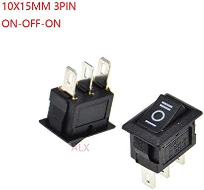 10pcs SPDT 3PIN Black Mini Push Копче за вклучување/исклучување/Off/On Boat Power Switch 3a/250V 6A/125V 1015mm 1015