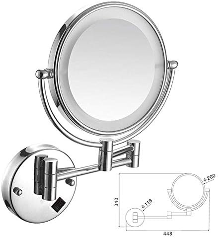 ГРУНИ Ѕид Монтирани 8 Инчен Шминка Огледало 5X Зголемување Суета Огледало Скриени Инсталирате Суета Огледало 360&засилувач;