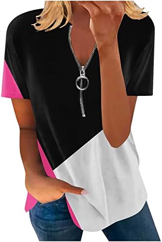 Женски кратки ракави маички кошули градиентни врвови во боја на туника