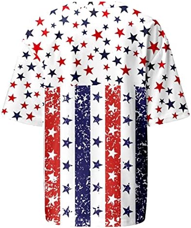 Американско знаме на 4 -ти јули кошули за жени Денот на независноста Туника на врвови со кратки ракави со тркалезен врат маичка
