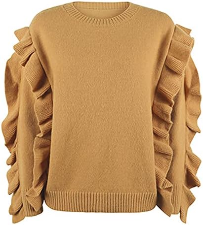 Женски зимски џемпери 2022 случајна шуплива плетена пулвер со џемпер на ракав за вратот на вратот