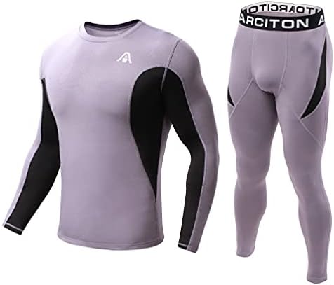 Сет за термички долна облека за мажи на Arciton, долги nsонс основен слој руно наредени костуми за компресија на зимски опрема