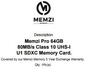 MEMZI PRO 64gb Класа 10 80MB/s Sdxc Мемориска Картичка За Panasonic Lumix DMC-TZ71, DMC-TZ70, DMC-TZ70EG, DMC-TZ61, DMC-TZ60, DMC-TZ58, DMC-TZ57, DMC-TZ57EG Дигитални Камери