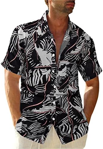 Здфер Хавајска кошула за мажи цветни печатени копче надолу со кошули кратки ракави редовно вклопување лето плажа ширење јака
