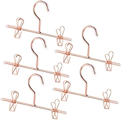 Кисангел 5 парчиња закачалка за кукли метална облека закачалка за закачалки за облека за складирање на железни додатоци розово злато