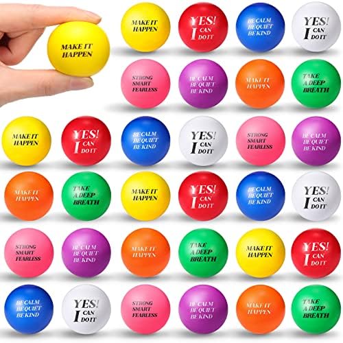 32 компјутери Мотивациски стрес топки рачно вежбање топки инспиративни разнобојни топчиња од пена цитати анксиозност мали топки