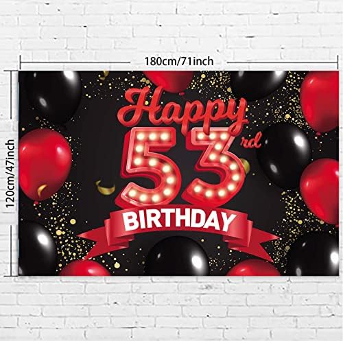 Среќен 53 Ти Роденден Црвен И Црн Банер Украси За Позадина Балони Тематски Декор За Девојчиња Жени Принцеза 53 Години Роденденска