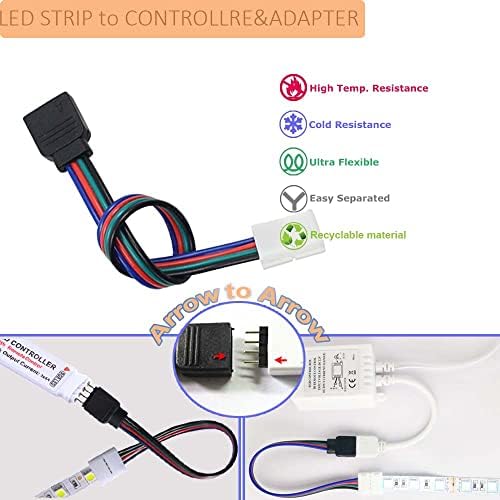 Комплети за конектор за светло на LED LED LED ленти, 5050 RGB LED 4 пински конектори за лента за светло, комплетни комплети за безлеж од 10мм, за брза врска со LED лентата