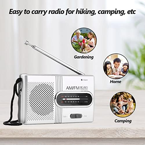 Преносно радио AM/FM, 2AA батерија управувана со wallид или батерија управувана за дома и отворено, силен прием, радио со звучник