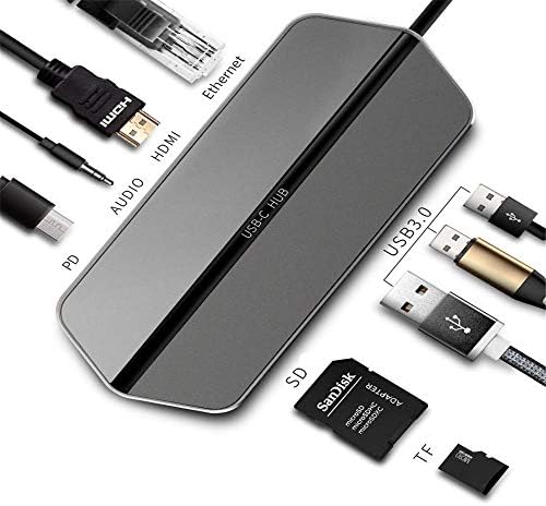 ZPLJ Со Голема Брзина 9 ВО 1 USB 3.0 Центар Со Ethernet Порта 4K HDMI 3 USB 3.0 И Pd Полнење 3.5 mm Аудио Поддршка Sd Tf Картичка