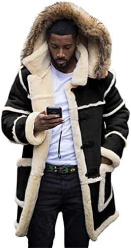 Taksun зимска топла волна обложена машка ретро цврста цврста ракава јакна со качулка, машка улична тренд цврсто палто