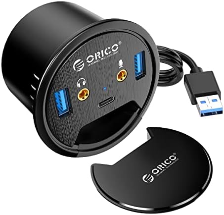 ОРИКО Биро GROMMET USB 3.0 Центар со 2 Тип - А 1 Тип-C Порта, Микрофон &засилувач; Аудио Приклучок, 4.9 Стапки Долг Кабел за