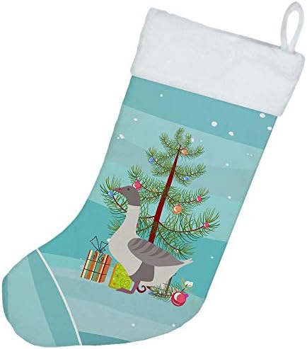 Богатства на Каролина BB9268CS Буф сива грб Гуска Божиќ Божиќно порибување, Тел, камин што виси чорапи Божиќна сезона забава