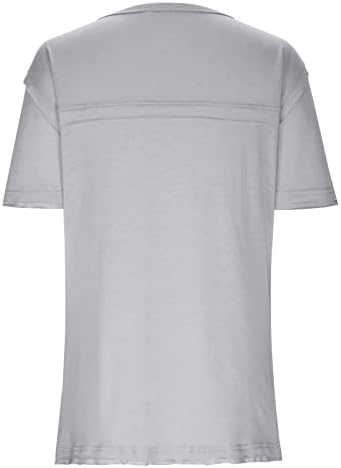 Женски летни симпатични врвови плус големина екипаж Туника Туника кратки ракави Топ маици предни џебни фустани за обична маичка