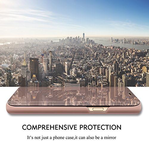 Компатибилен Со Samsung Galaxy S22 Ultra 5G Флип Кожен Капак Проѕирен S-View Огледало Отпорен На Удари Капак Со Kickstand Анти-Гребење