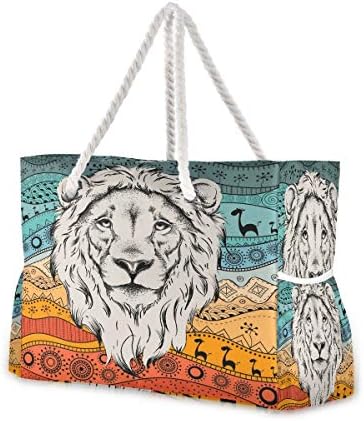 Торба за плажа на Алаза, африкански етнички лав Траги за патувања за кампување, вежбање