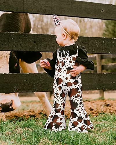 Eunikroko дете бебе девојче крава печатење скок bellвоно bellвонче, ромпер кукавид облека, едно парче, без ракави, западно лето