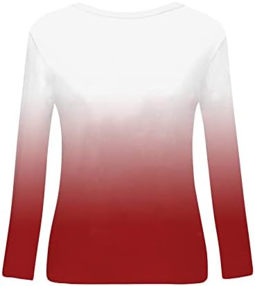 Qtthzzr Гринч џемпер женска смешна кошула градиент градиент со долг ракав мода симпатична Божиќна маичка
