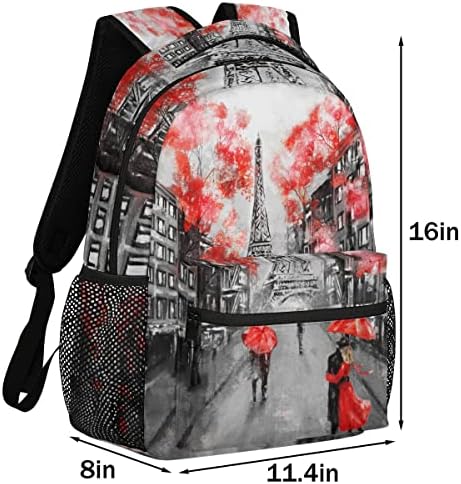 Париз Ајфел кула ранец 16 во водоотпорна двојка јавор Остави патувачки лаптоп ранец Дафл салата за книги на училиште, случајно