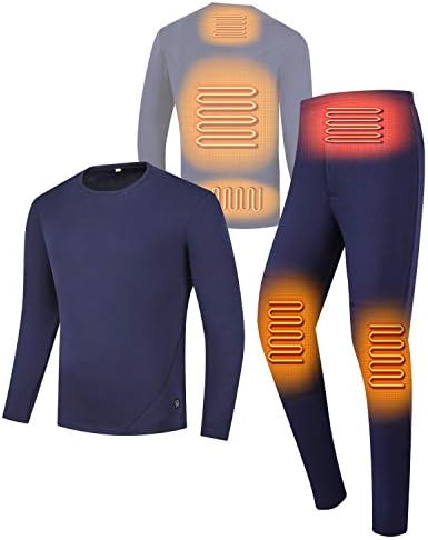 USB загреана термичка долна облека, машка електрична термичка термичка долга ракав на врвот и долниот Johонс