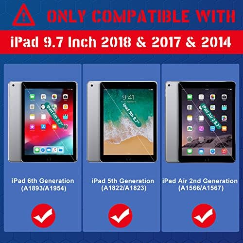 CCMAO случај за iPad 6 -та/5 -та генерација, iPad Pro 9,7 инчи случај , iPad Air 2 -ри/1 -ви случај со Kickstand, хибриден