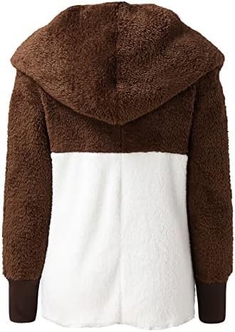 MTSDJSKF женски нејасни руно кардиган меки јакна блок боја топол палто отворен предниот џеб џеб џеб