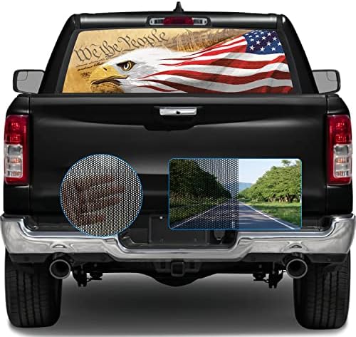 Вајлдлави Камион Заден Прозорец Перфориран Налепница Американско Знаме Орел - Ние Луѓето Се Вклопуваат Повеќето Пикап камиони,